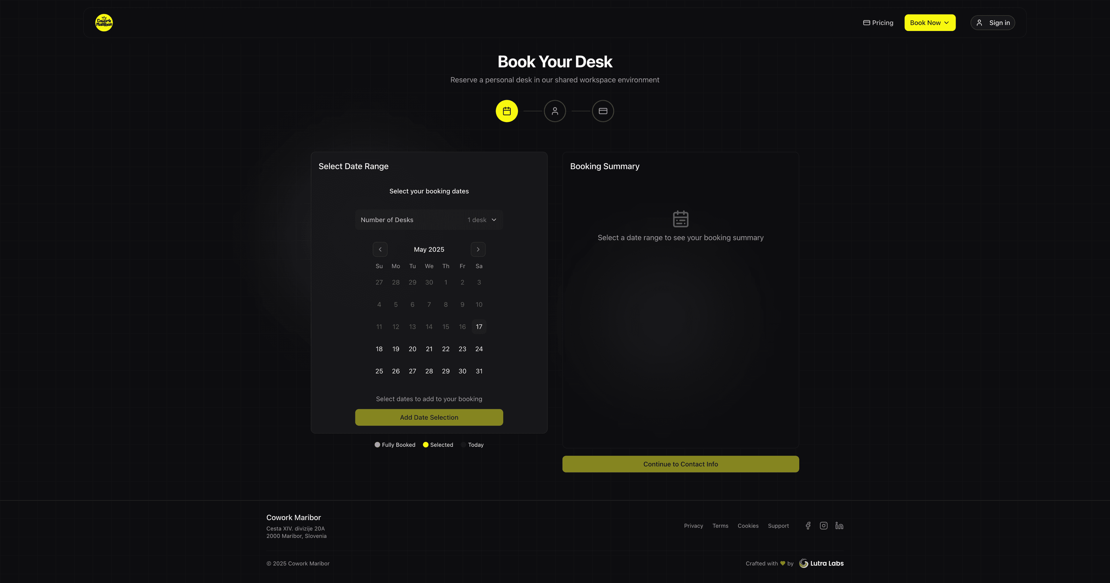 Cowork Maribor Booking System screenshot